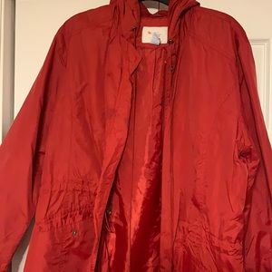 Red bold spirit outerwear rain jacket.